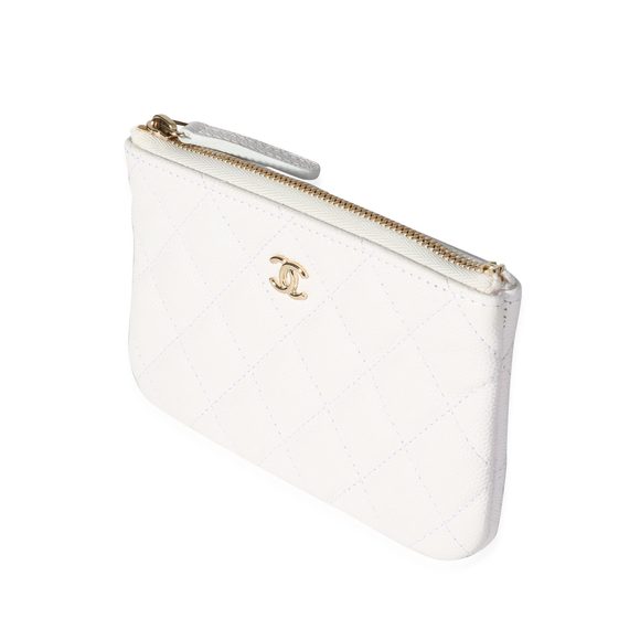 Chanel White Quilted Caviar Mini O Case - Picture 2 of 6